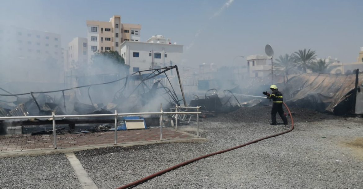 Oman Latest News : Caravans destroyed in fire in Al Ghubra